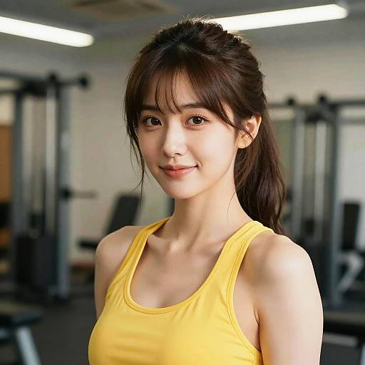 Photorealistic Gym Portrait of Smiling Woman