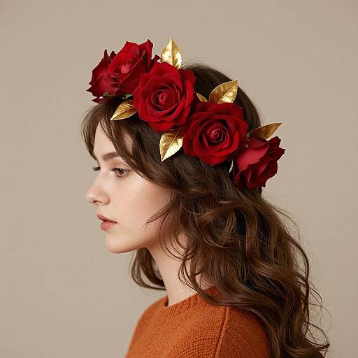 Autumnal Rose Headdress on Woman