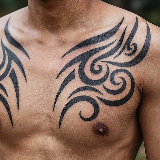 Tribal Warrior Chest Tattoo Design