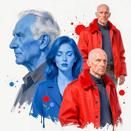 Abstract Portraits in Blue and Red