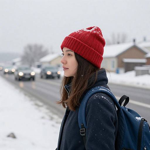 Winter Scene: Woman in Casual Attire