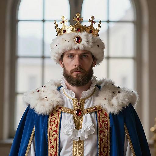 Bearded Man in Royal King Costume