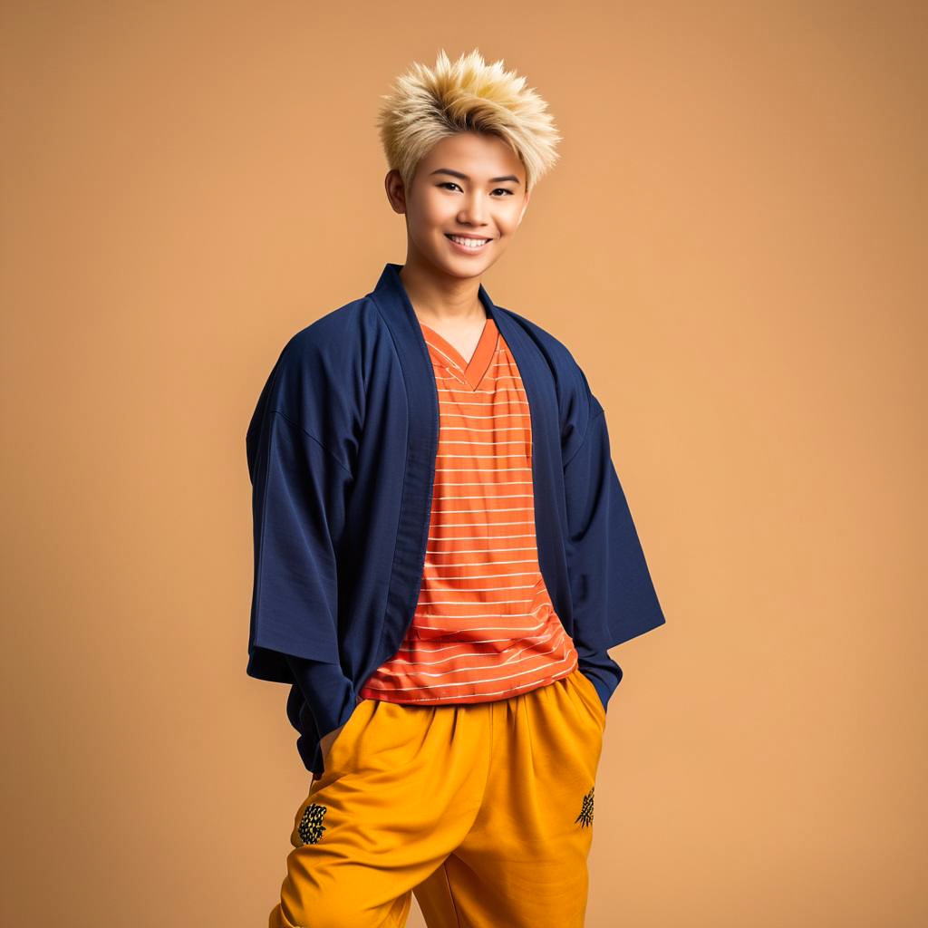 Cheerful Teenage Boy in Casual Colors