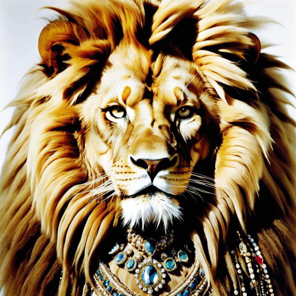 Regal Lion Portrait with Jewel Adornments