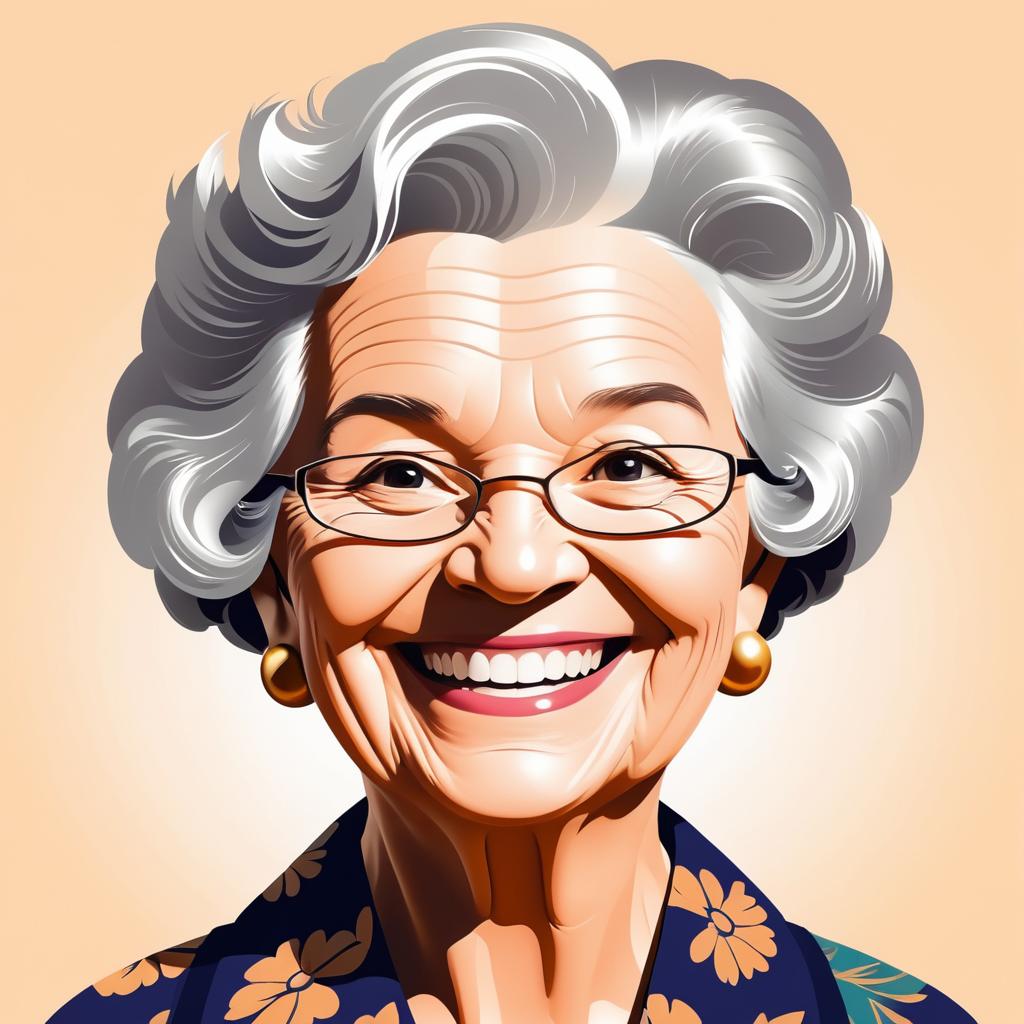 Joyful 2020s Stout Grandmother Illustration