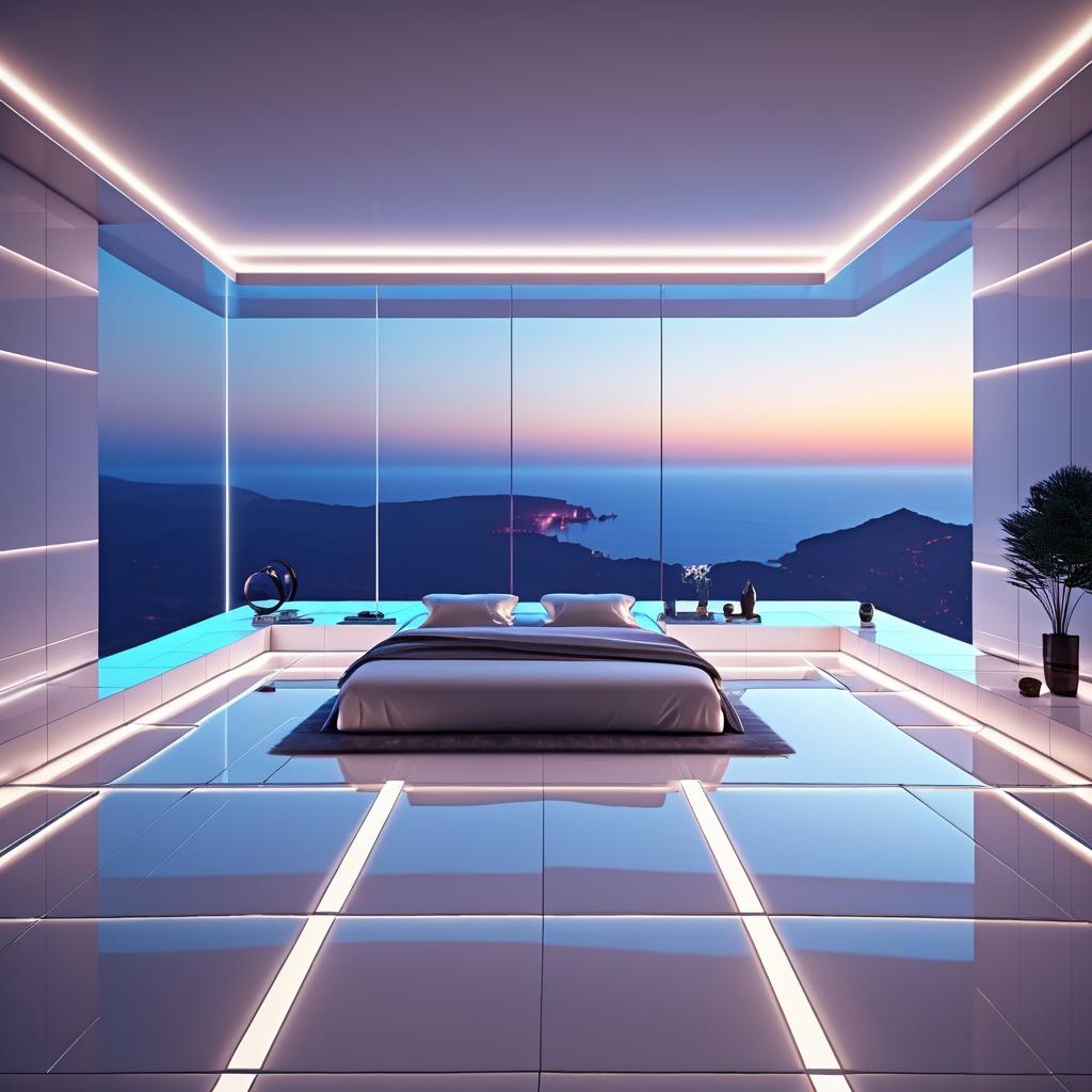 Futuristic Luxurious Bedroom with Scenic View