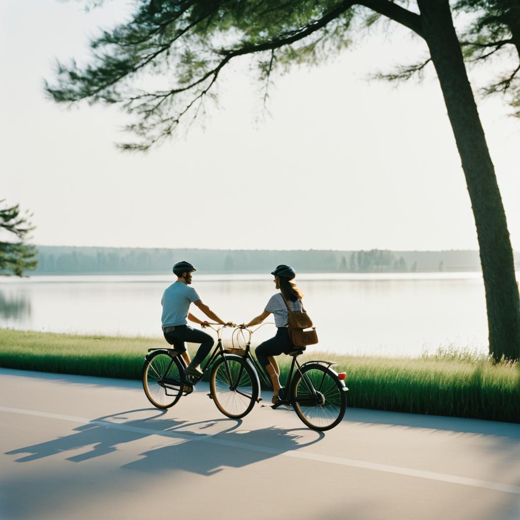 Cinematic Lakeside Bike Ride Love Story