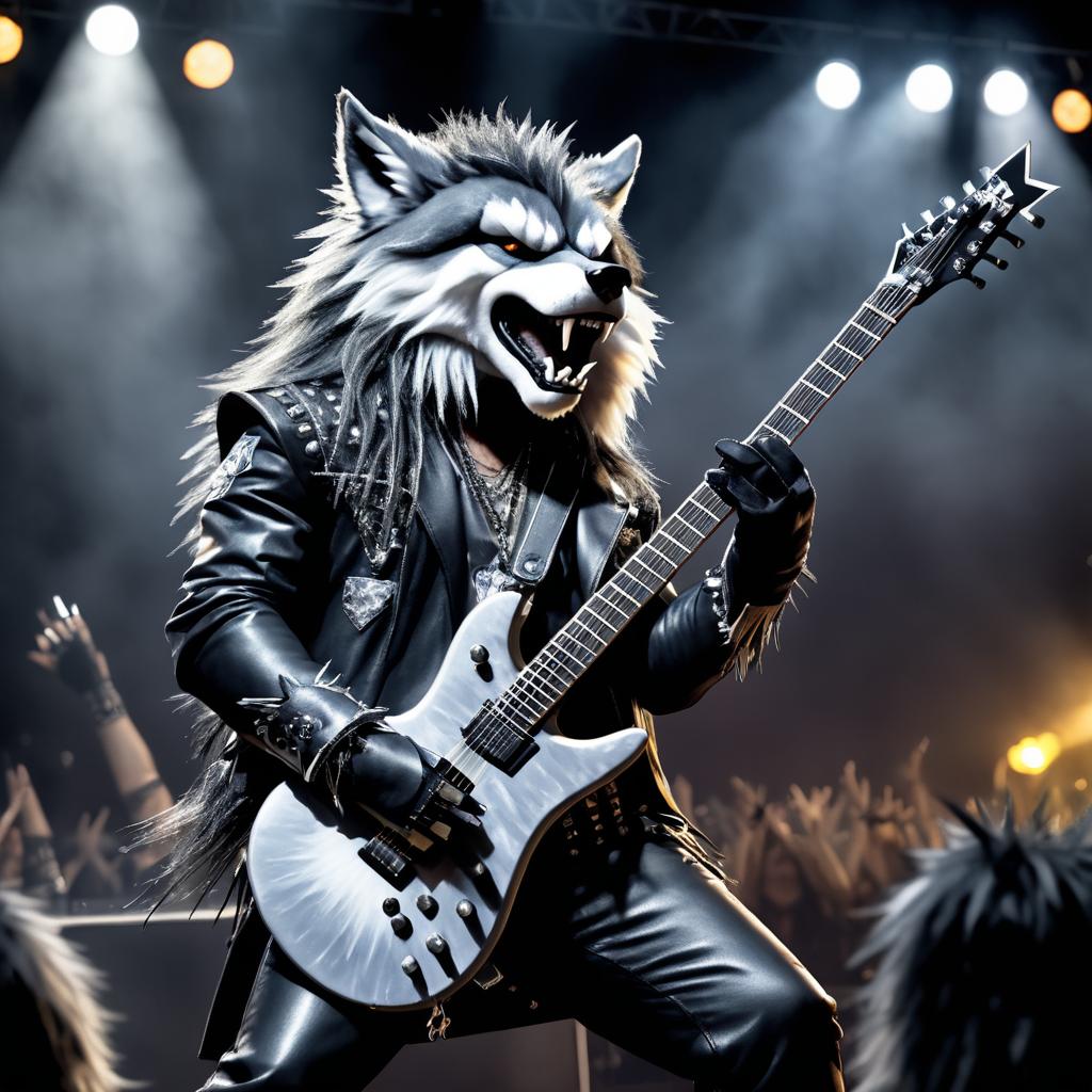 Rock Star Wolf Jamming on Stage