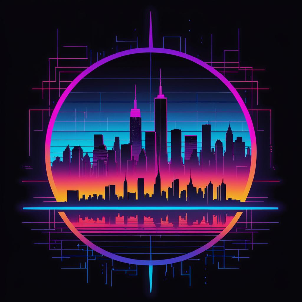 Ethereal Cyberpunk NYC Skyline Design