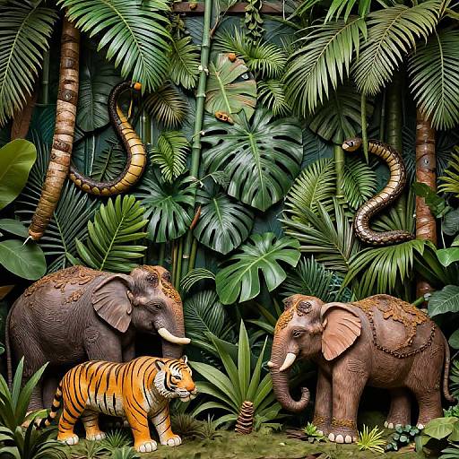 Rustic Jungle Animal Sculpture Decor