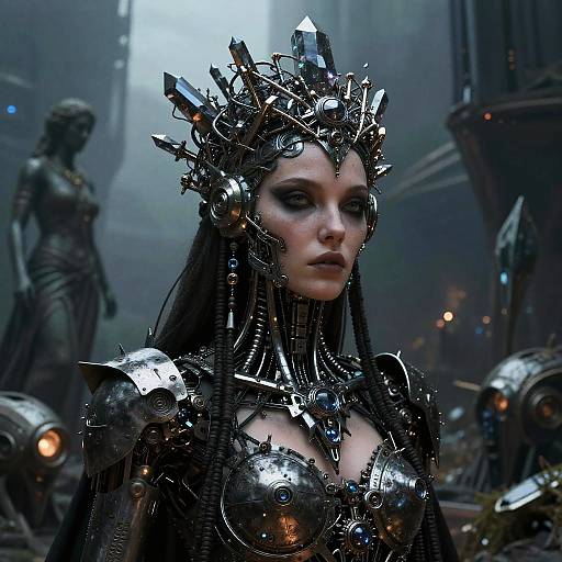 Cybernetic Dark Fantasy Queen Portrait