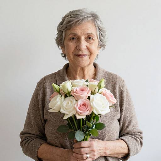 Senior Woman with Flower Bouquet