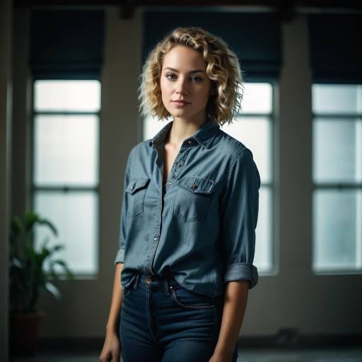 Young Woman in Denim Shirt Indoors
