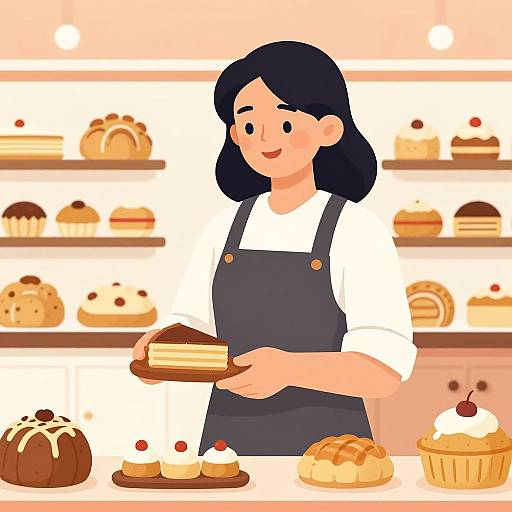 Baked Goods Woman Illustration