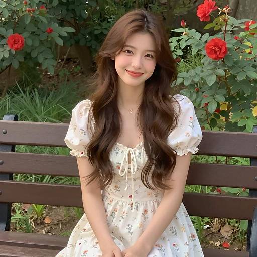 Young Woman in a Vibrant Garden