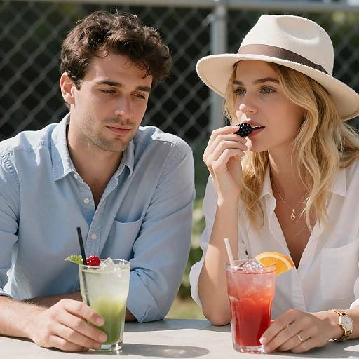 Outdoor Table Scene with Drinks