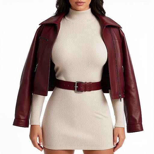 Urban Chic Woman in Beige Knit Dress