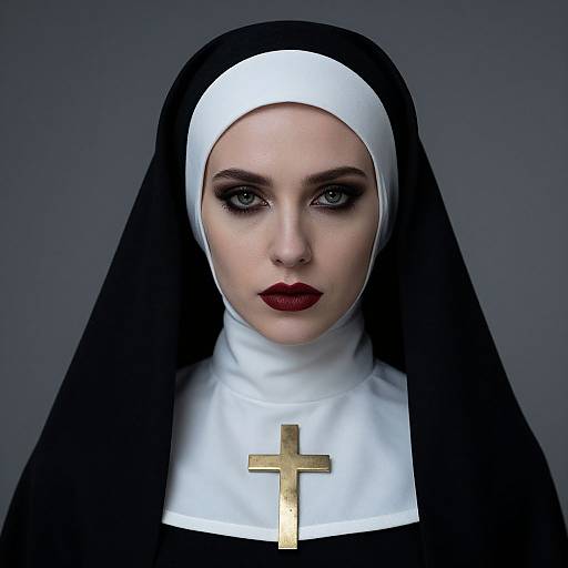 Close-Up of Woman Dreadful Nun