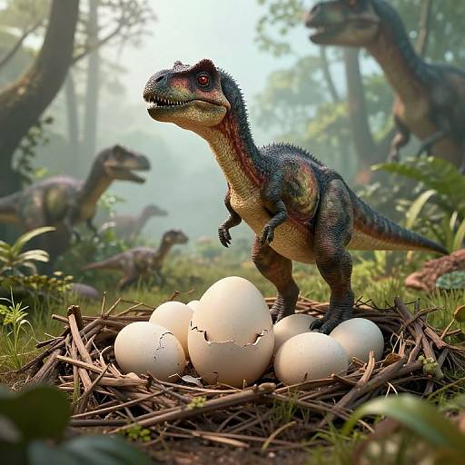 Baby Dinosaurs Emerging from Nest