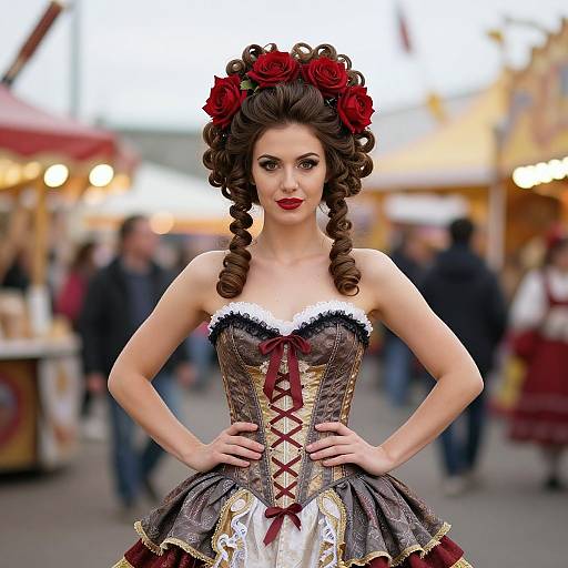 Elegant Woman in Vintage Carnival Dress