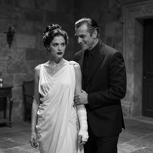 Intense Duo in a Dim Stone Room