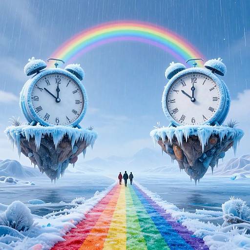 Frozen Rainbow Clock Islands Surreal