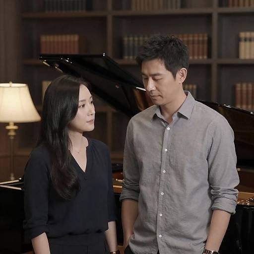 Couple Posing Before a Grand Piano