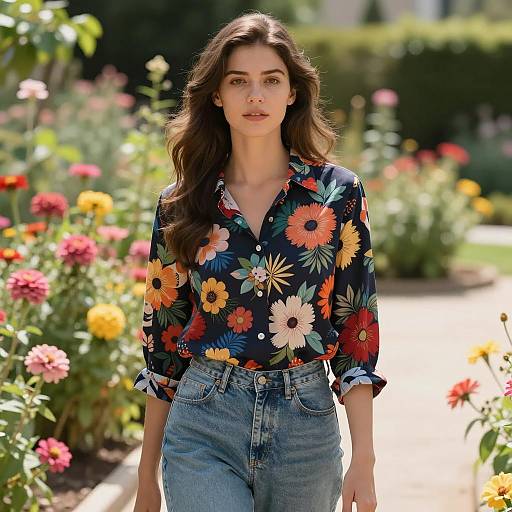 Summer Vibes: Young Woman in Floral Shirt