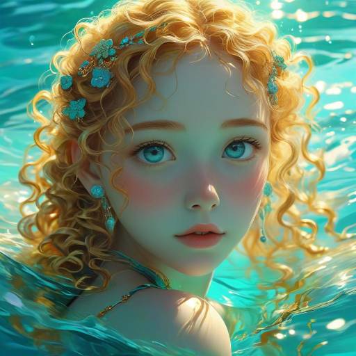 Captivating Anime Girl in Turquoise Waters