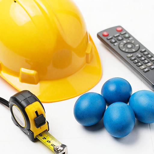 Colorful Construction Tools and Blue Eggs