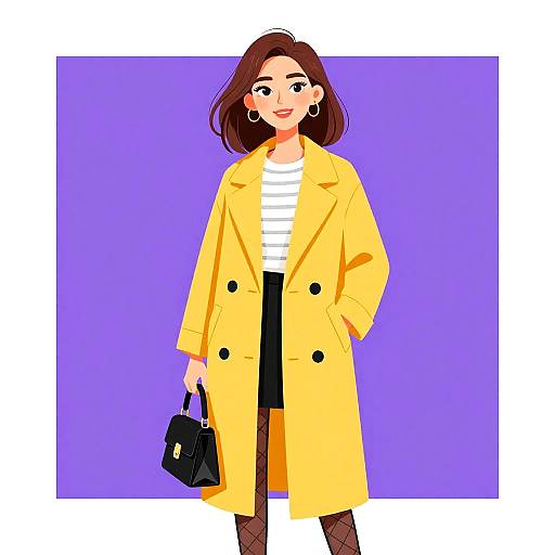 Chic Woman in Mustard Yellow Coat