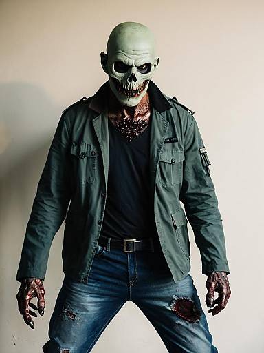 Man in Realistic Zombieman Costume