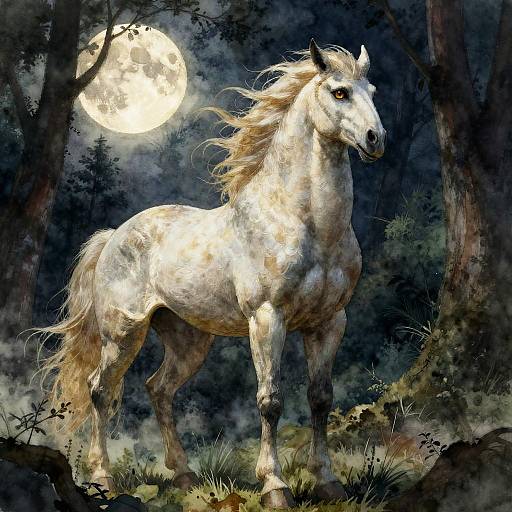 Mystic Owl-Horse in Enchanted Forest