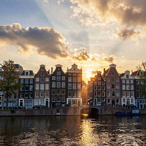 Amsterdam Skyline Sunset Watercolor