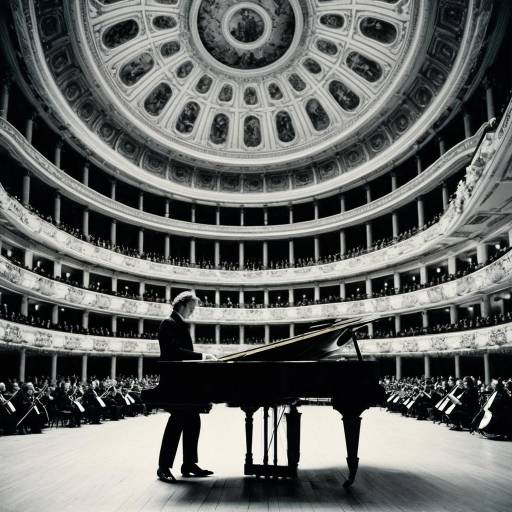 Classical Pianist Performing in Baroque Concert Hall