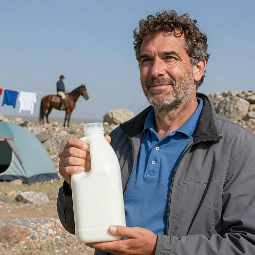 Middle-Aged Man in Rocky Terrain
