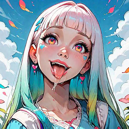 Hypnotized Cute Girl with Gradient Hair