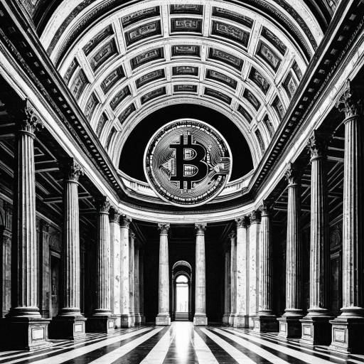 Bitcoin Logo in Classical Architectural Setting