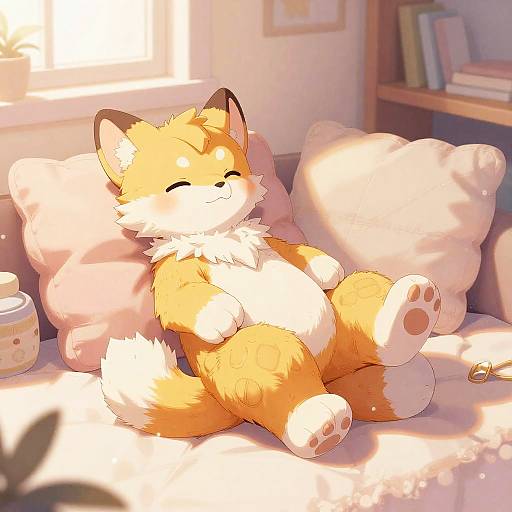 Cozy Pastel Furry Character Lounge