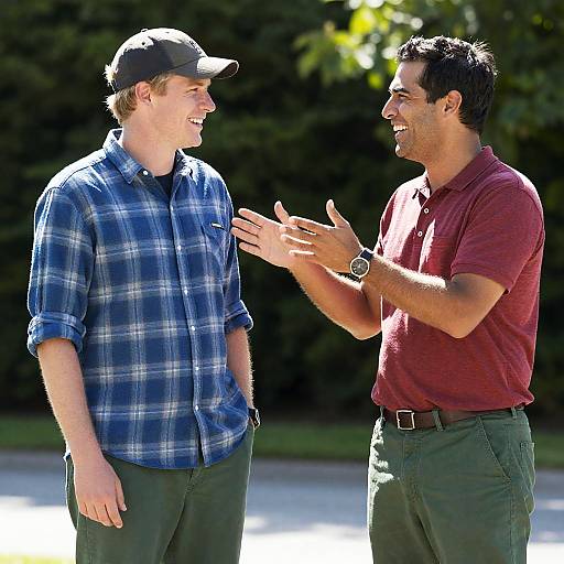 Outdoor Conversation Between Two Friends