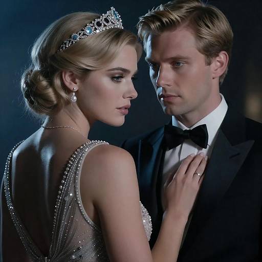 Elegant Couple in Dimly Lit Setting