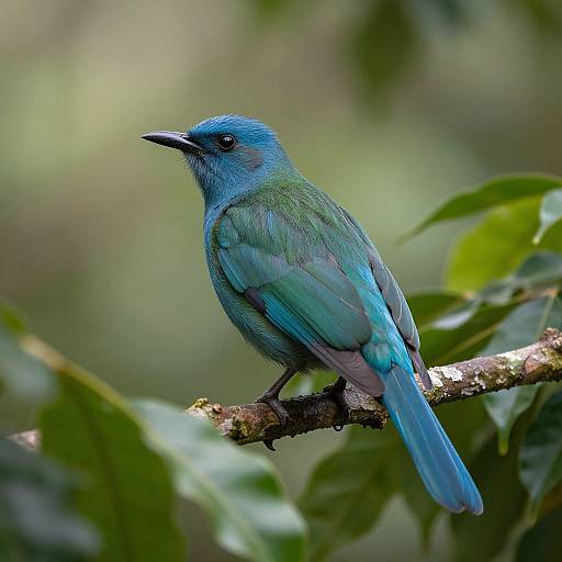 Iridescent Tropical Bird in Rainforest