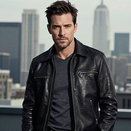 Man in Leather Jacket Poster