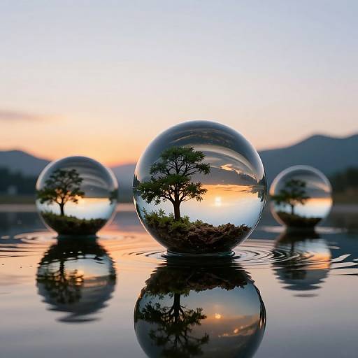Floating Glass Orbs with Mini Ecosystems