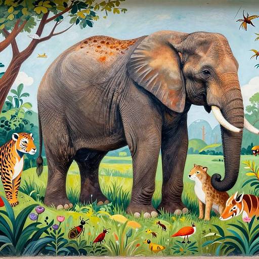 Vivid Wildlife Diversity Mural