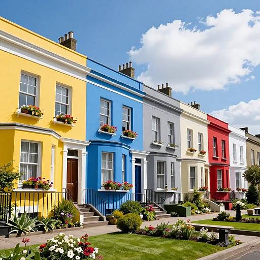 Colorful Row Houses with Gardens