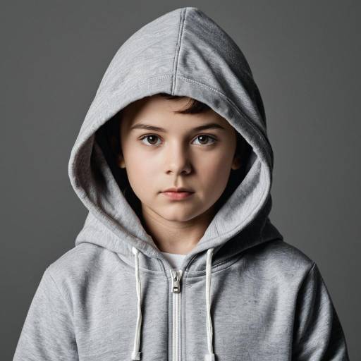 Realistic Baby Boy in Grey Hoodie