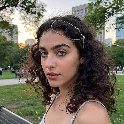 Stylish Woman in Golden Hour Park