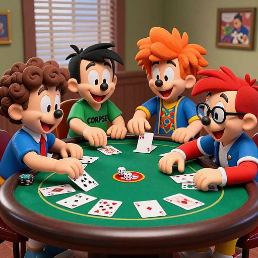 Cartoon Characters Playing Poker