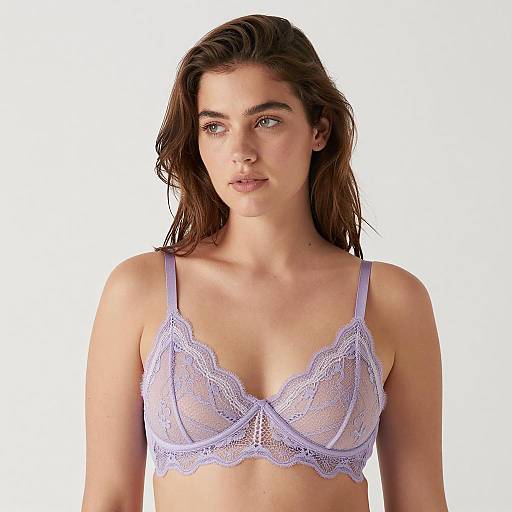 Elegant Woman in Lavender Lace Bra